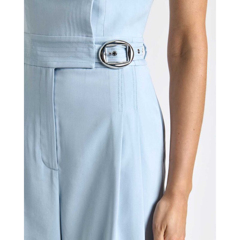 Cue Pale Blue Viscose Twill Wide Leg Jumpsuit image number 2